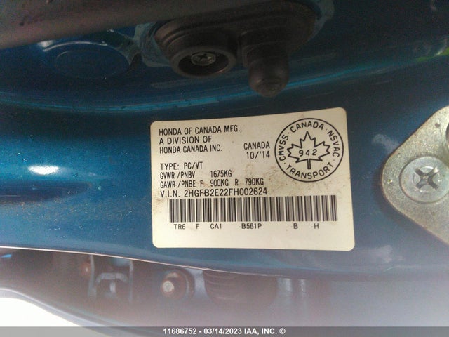 Honda Civic Dx 2015 2HGFB2E22FH002624 Image 10
