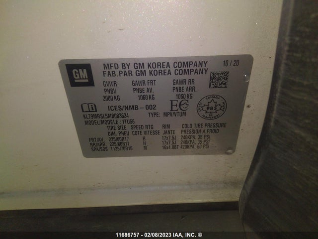 Chevrolet Trailblazer Lt 2021 KL79MRSL5MB083634 Image 9