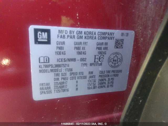 Chevrolet Trailblazer Lt 2021 KL79MPSL3MB075214 Image 9