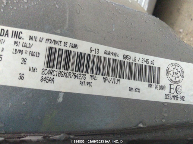2C4RC1BGXDR784276 Chrysler Town & Country Touring
