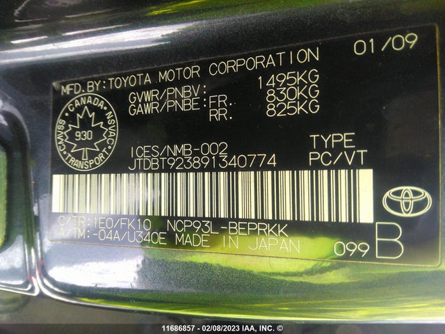 Toyota Yaris 2009 JTDBT923891340774 Image 11