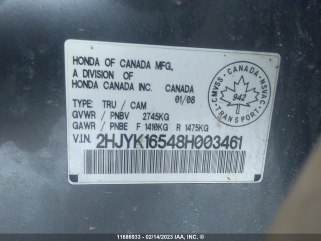 Honda Ridgeline Rtl 2008 2HJYK16548H003461 Image 10