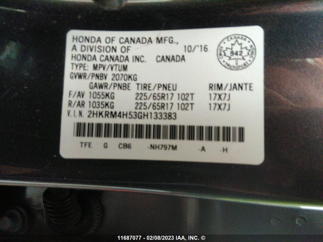 Honda CR-V EX 2016 2HKRM4H53GH133383 Image 9