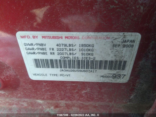 JA3AU26U59U607417 Mitsubishi Lancer Es/es Sport