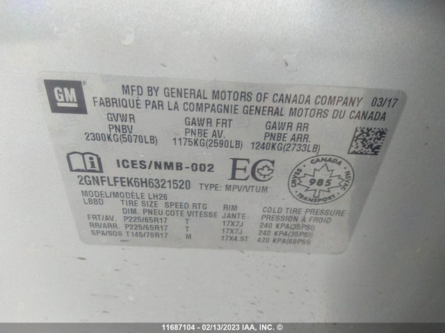 Chevrolet EQUINOX LT 2017 2GNFLFEK6H6321520 Image 9