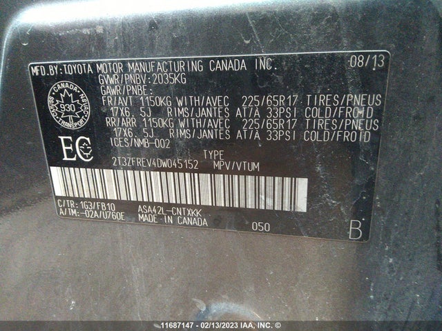Toyota RAV4 LE 2013 2T3ZFREV4DW045152 Image 9