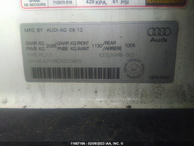 WAUAJCFMXDA010805 Audi A3 Progressiv