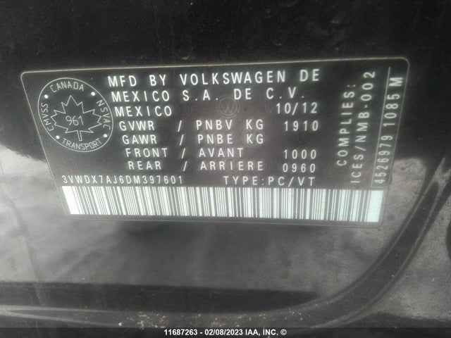 Volkswagen JETTA SE 2013 3VWDX7AJ6DM397601 Image 10