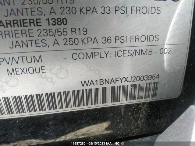 WA1BNAFYXJ2003954 Audi Q5 Premium Plus