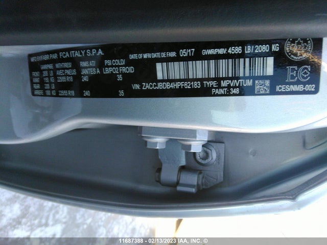 ZACCJBDB4HPF62183 Jeep Renegade Limited