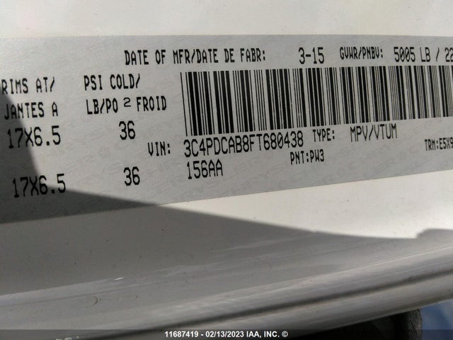 Dodge JOURNEY SE 2015 3C4PDCAB8FT680438 Image 9