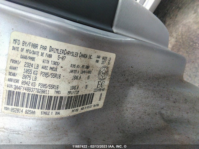 3A4FY48B37T620011 Chrysler Pt Cruiser