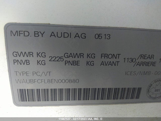 WAUBFCFL8EN000880 Audi A4 PREMIUM