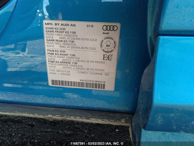 WA1ECCFS2JR024718 Audi Q3 PREMIUM