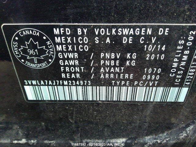 3VWLA7AJ7FM234973 Volkswagen Jetta