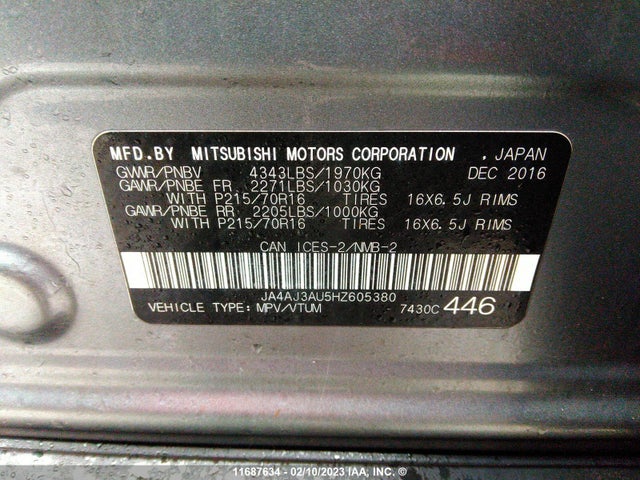 JA4AJ3AU5HZ605380 Mitsubishi RVR SE