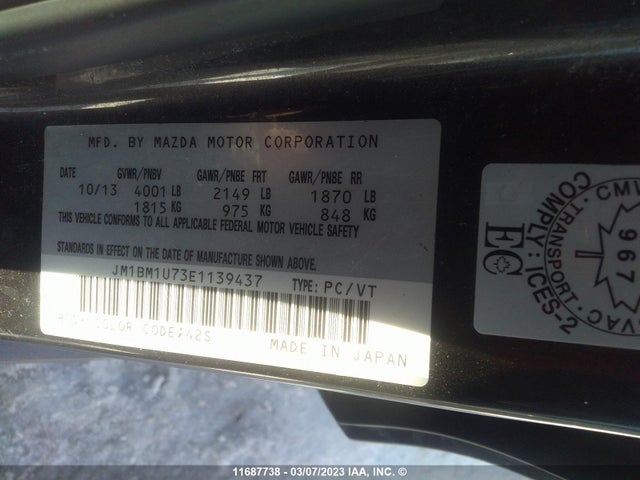 Mazda MAZDA3 2014 JM1BM1U73E1139437 Image 10
