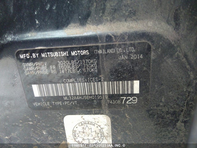 ML32A4HJ5EH019519 Mitsubishi MIRAGE ES