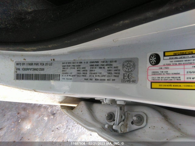1C6SRFVT3NN312559 RAM 1500 Sport