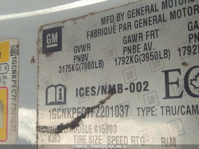 Chevrolet Silverado K1500 2015 1GCNKPEC7FZ201037 Image 9