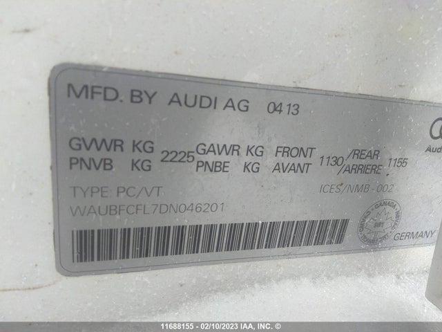 Audi A4 PREMIUM 2013 WAUBFCFL7DN046201 Image 9