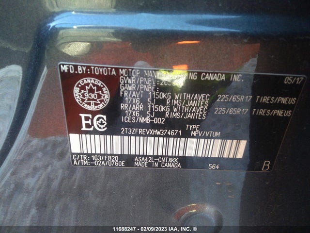 Toyota RAV4 LE 2017 2T3ZFREVXHW37467 Image 10