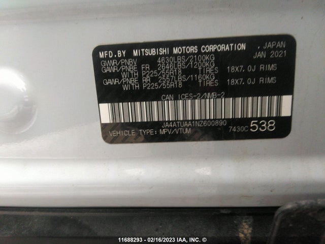 JA4ATUAA1NZ600890 Mitsubishi Eclipse Cross Es