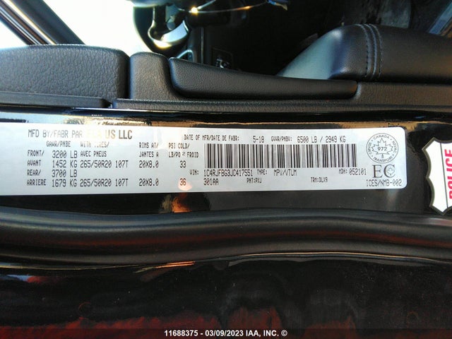 1C4RJFBG3JC417551 Jeep Grand Cherokee Limited