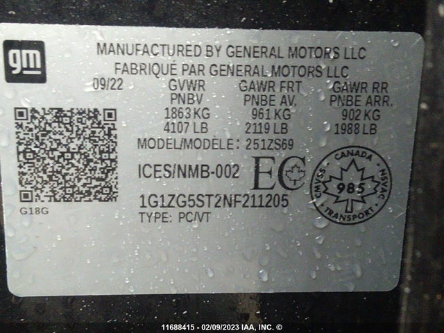 Chevrolet MALIBU RS 2022 1G1ZG5ST2NF211205 Image 10