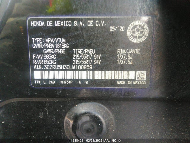 Honda HR-V LX 2020 3CZRU5H30LM100859 Image 9