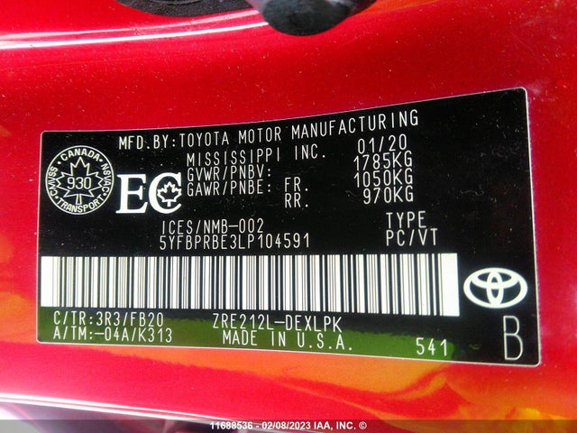 Toyota COROLLA LE 2020 5YFBPRBE3LP104591 Image 11