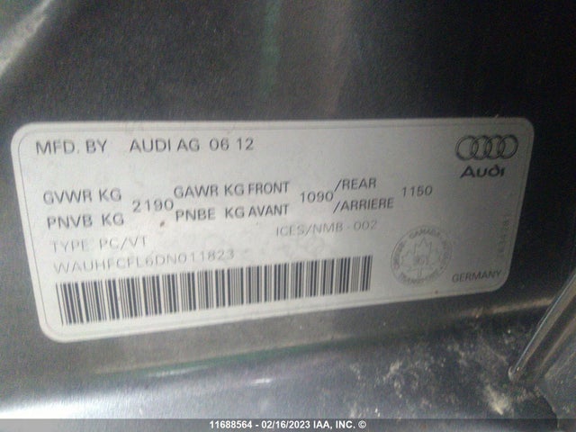 WAUHFCFL6DN011823 Audi A4 Premium Plus