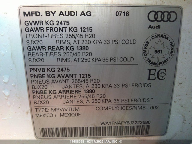 WA1FNAFY8J2222686 Audi Q5 Technik S-line