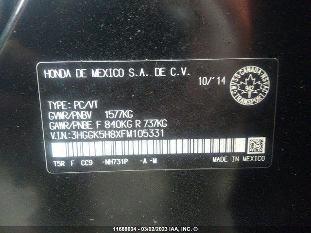 Honda Fit 2015 3HGGK5H8XFM105331 Image 9