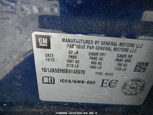 Chevrolet Sonic 2014 1G1JA5EH6E4143976 Image 9