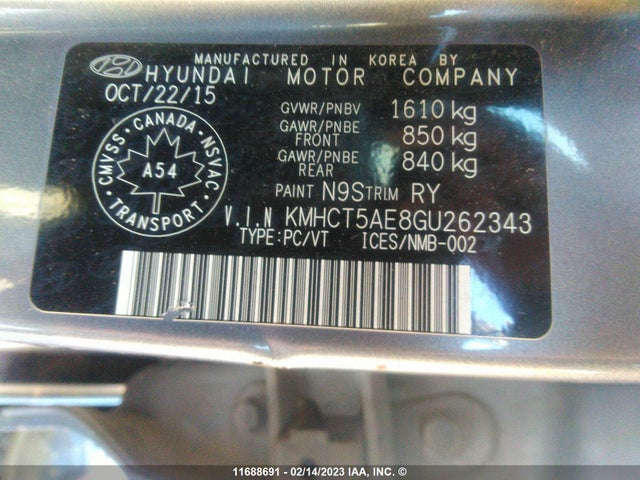 Hyundai ACCENT SE 2016 KMHCT5AE8GU262343 Image 9