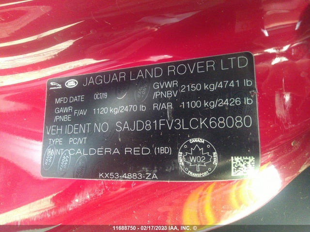 SAJD81FV3LCK68080 Jaguar F-type R Dynamic/checkered Flag