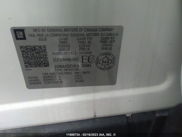 Chevrolet EQUINOX LT 2018 2GNAXSEV6J6309584 Image 9