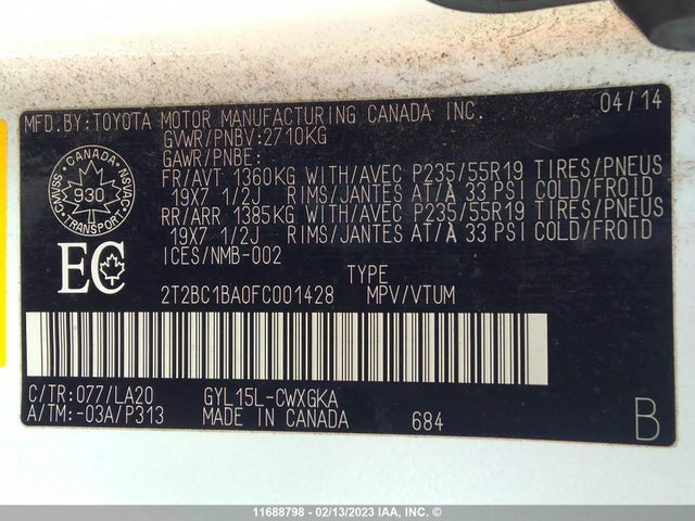 2T2BC1BA0FC001428 Lexus RX 450H