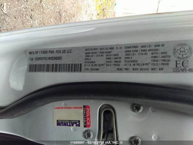 1C6RR7FG1MS590009 RAM 1500 Classic Tradesman