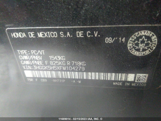 Honda FIT LX 2015 3HGGK5H5XFM104279 Image 11