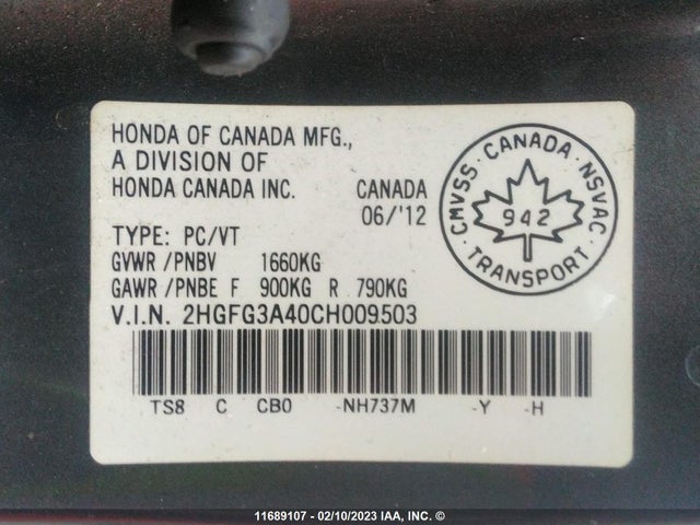 Honda Civic Lx 2012 2HGFG3A40CH009503 Image 11
