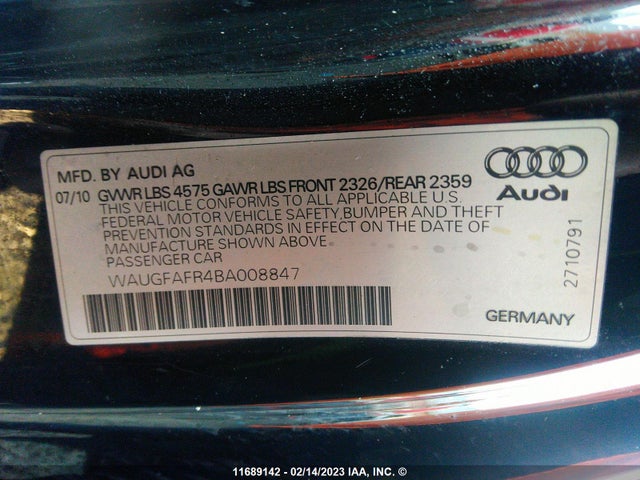 WAUGFAFR4BA008847 Audi A5 PREMIUM