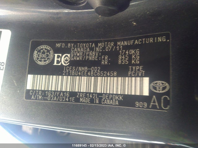 Toyota Corolla S/le 2011 2T1BU4EE4BC652458 Image 10