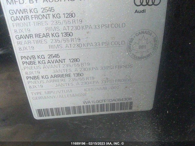 WA1LGCFP1DA084306 Audi Q5 Premium Plus