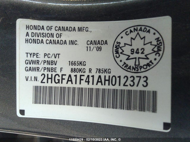 Honda Civic Dx-g 2010 2HGFA1F41AH012373 Image 10