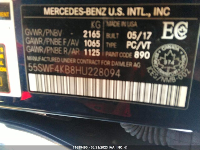 55SWF4KB8HU228094 Mercedes-Benz C 300 4matic
