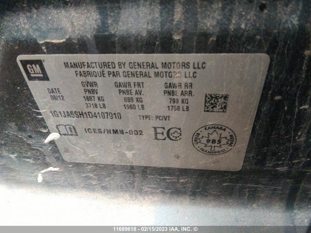 Chevrolet SONIC LS 2013 1G1JA5SH1D4107910 Image 10