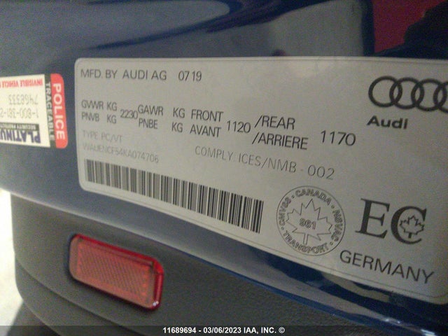WAUENCF54KA074706 Audi A5 Premium Plus S-line