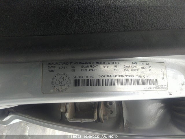 Volkswagen City Jetta 2008 3VWTK49M18M672398 Image 10